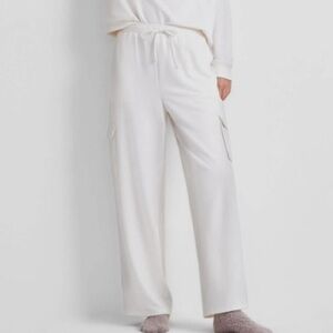 State of Day Women's High-Rise Fleece Cargo Sweatpants White Size XL NWT